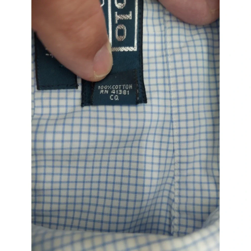 Polo Ralph Lauren Shirt Mens 17 Blue Check Estate Custom‎ Fit Button Down